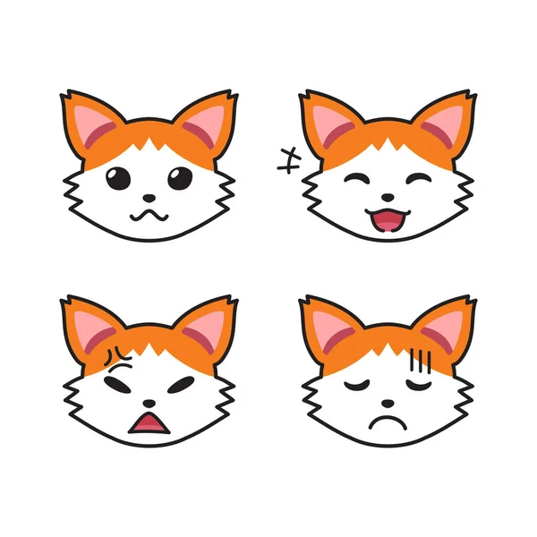Conjunto Caras Gato Mostrando Diferentes Emociones Para Diseño — Archivo Imágenes Vectoriales
