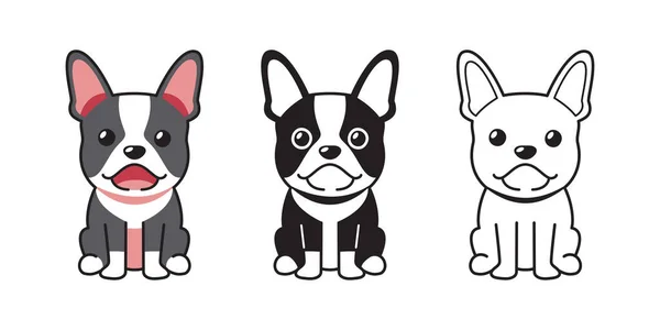 Conjunto Dibujos Animados Vectoriales Bulldog Francés Para Diseño — Vector de stock