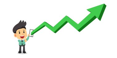 İş konsepti karikatür işadamı tasarım için akıllı telefonlardan daha fazla kar alıyor.