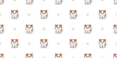 Tasarım için vektör çizgi film karakteri egzotik kısayol kedisi kusursuz desen arkaplanı.