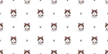 Tasarım için vektör çizgi film karakteri Ragamuffin kedisi kusursuz desen arkaplanı.