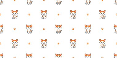 Tasarım için vektör çizgi film karakteri kedisiz desen arkaplanı.