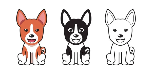 Ensemble Dessin Animé Vectoriel Chien Basenji Mignon Pour Conception — Image vectorielle