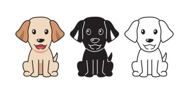 Tasarım için Labrador Retriever köpeğinin vektör karikatür seti
