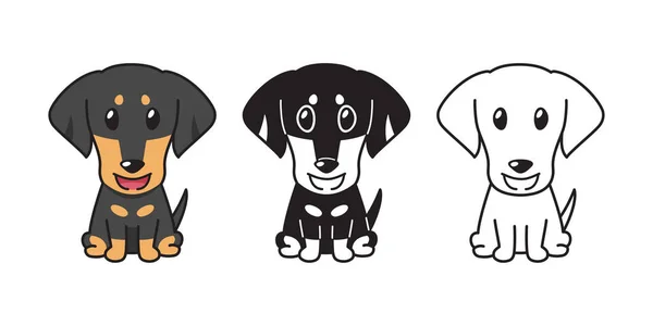 Conjunto Desenhos Animados Vetoriais Cão Dachshund Para Design — Vetor de Stock