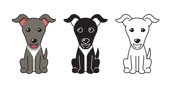 Conjunto Desenhos Animados Vetoriais Cão Galgo Para Design — Vetor de Stock