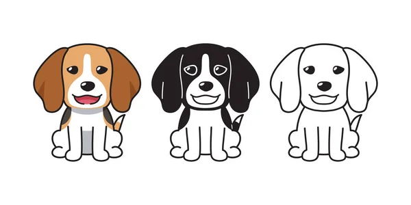 Ensemble Dessin Animé Vectoriel Chien Beagle Pour Conception — Image vectorielle