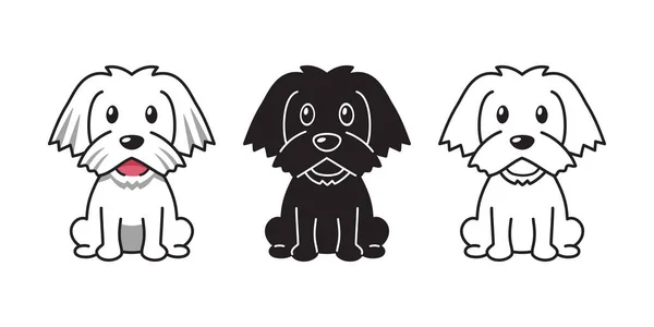 Conjunto Desenhos Animados Vetoriais Cão Maltês Para Design — Vetor de Stock