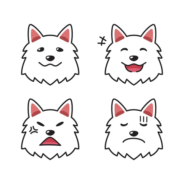 Σύνολο Χαρακτήρων Πρόσωπα Λευκών Σκυλιών Που Δείχνουν Διαφορετικά Συναισθήματα Για — Διανυσματικό Αρχείο