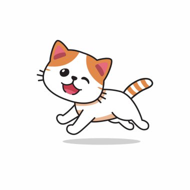 Vektör çizgi film karakteri. Tasarım için koşan egzotik kısa hava kedisi..