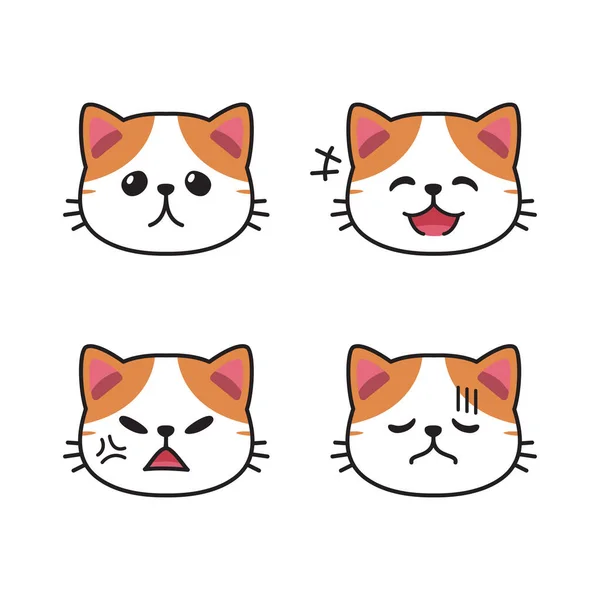Sada Roztomilé Exotické Krátké Kočičí Tváře Ukazující Různé Emoce Pro — Stockový vektor