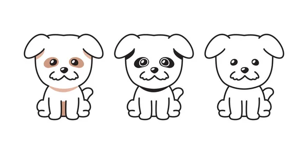 Conjunto Dibujos Animados Vectorial Perro Lindo Para Diseño — Vector de stock