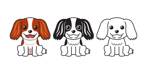 Vector Cartoon Set Von Kavalier König Charles Spaniel Hund Für — Stockvektor