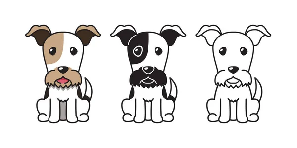 Conjunto Dibujos Animados Vectorial Perro Zorro Terrier Alambre Para Diseño — Vector de stock