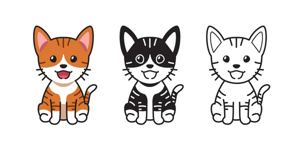 Conjunto Desenhos Animados Vetoriais Gato Mesa Para Design — Vetor de Stock