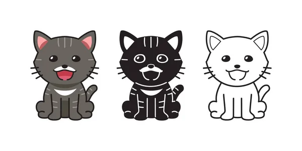Vector Cartoon Character Tabby Cat Set Design — Stock Vector