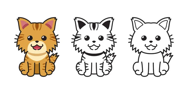 Zestaw Znaków Kreskówki Wektor Ładny Kot Tabby Projektowania — Wektor stockowy