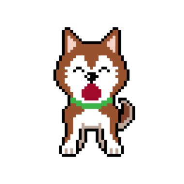 Piksel sanat, Sibirya 'da tasarım için geçmişe dönük şirin bir köpek vektörü..