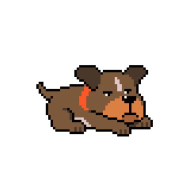 Pikseller tasarım için geçmişe dönük şirin pitbull teriyer köpek vektörü..