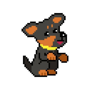 Piksel sanat tasarım için sevimli bir köpek vektör retro biçimi.