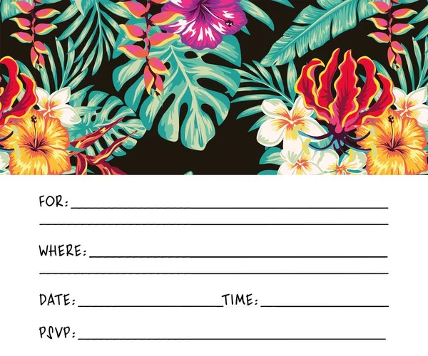 Imágenes Tropicales Para Invitaciones Lista Tareas Pendientes Hojas Decoradas Con — Vector de stock