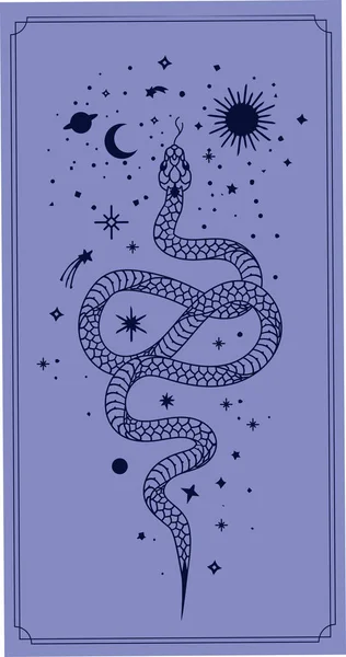 炼金术神秘莫测的魔法神符与蛇 星星神圣的几何图形隔离 灵性隐身术的对象 矢量插图概述风格 — 图库矢量图片