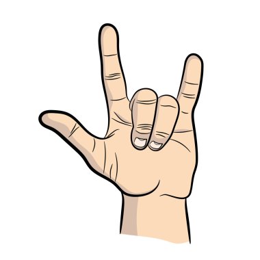 Rock n roll işaret içinde el, rock jest teslim. simge rock n roll