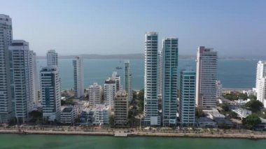 Cartagena 'nın Beyaz Binaları Skyline Kolombiya hava görüntüsü