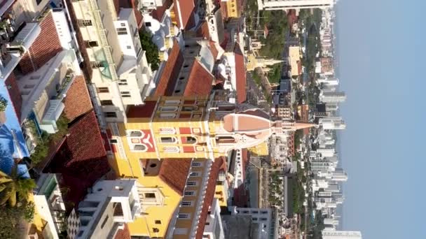 Images verticales de la vieille ville de Cartagena Colombie vue aérienne — Video