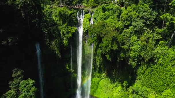 Úžasný tropický vodopád na Bali, Indonésie — Stock video