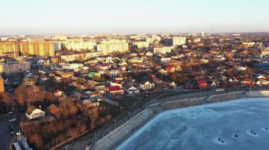 Ukrayna 'daki Vinnitsa şehri, kış havası manzaralı..