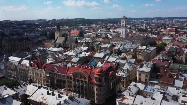 O centro da cidade velha de Lviv Ucrânia vista panorâmica aérea. — Vídeo de Stock