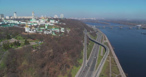 Szimbóluma Ukrajna Kijev Pechersk Lavra légi kilátás — Stock videók