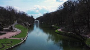 Ulusal dendroloji parkı Sofiyivka Uman Ukrayna hava görüntüsü