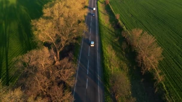 L'autoroute au coucher Du Soleil Vue Aérienne — Video