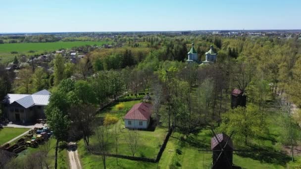 O museu etnográfico de Pereiaslav-Khmelnytskyi Ucrânia vista aérea — Vídeo de Stock
