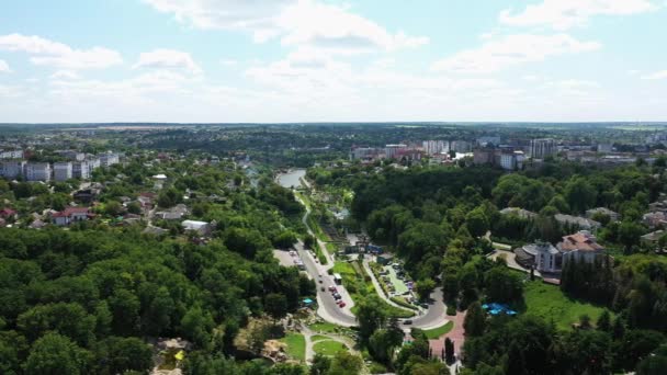 Okolica mieszkalna w Uman chasydzkich pielgrzymów widok z lotu ptaka — Wideo stockowe