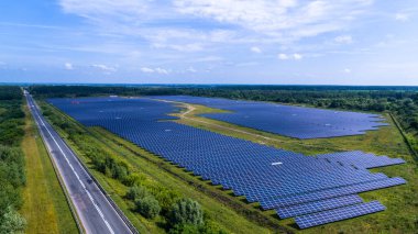 Güneş Paneli Yeşil Fabrika Alan Alternatif Enerji Hava Görünümü