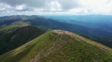 Hoverla Dağı 'nın tepesi, hava manzarası.