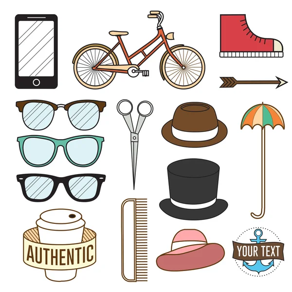 Vector Hipster Objects — Stock Vector