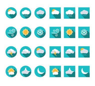 düz uzun gölge hava Icon set