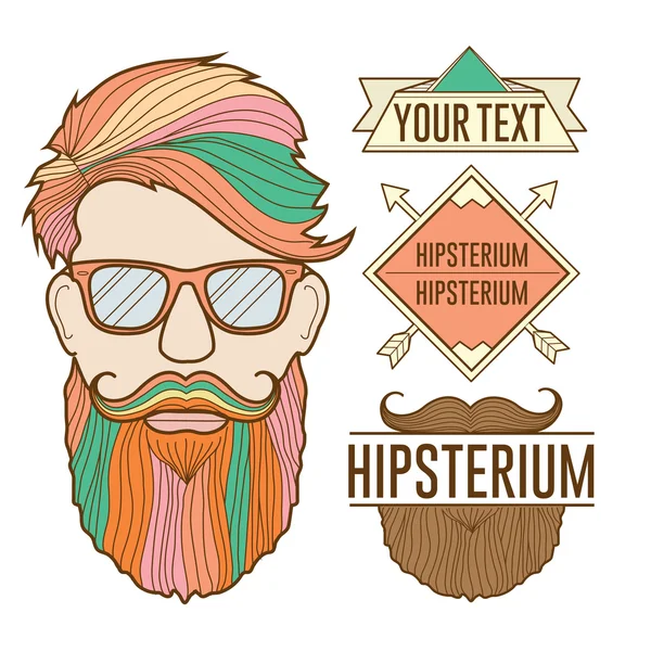 Renkli vektör hipster illüstrasyon set