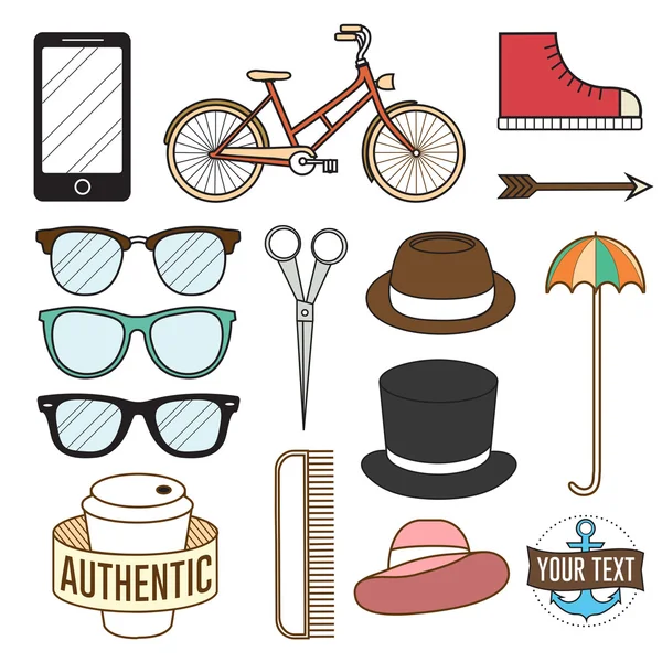 Vector Hipster objects set — Stock Vector