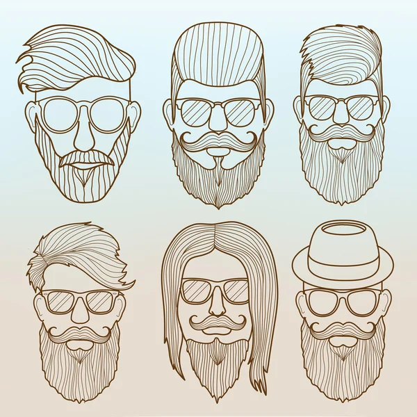 Lineaire Hipster gezichten — Stockvector