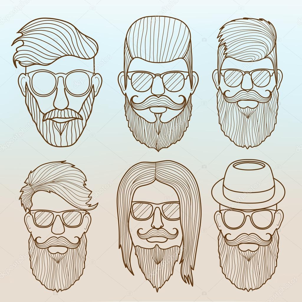 Linear Hipster Faces vector