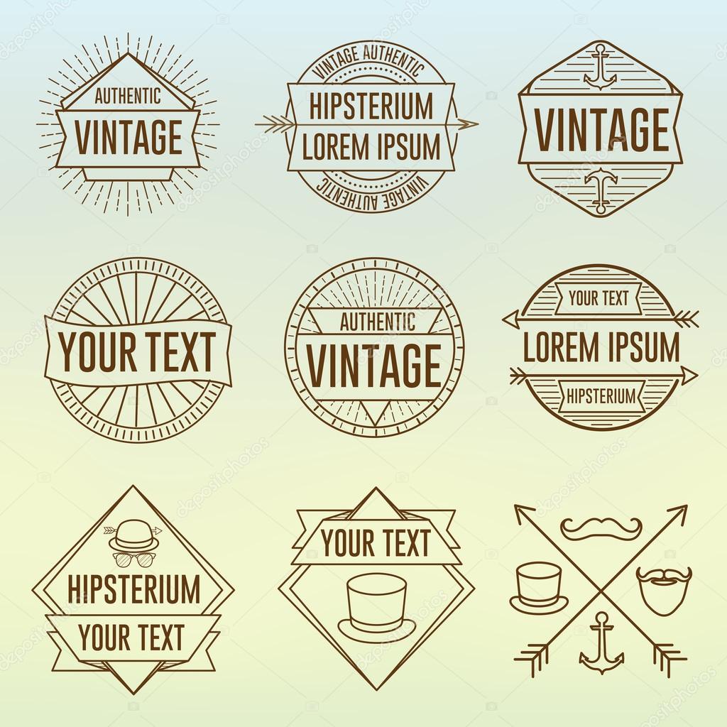 Linear Hipster Badges,symbols and Banners
