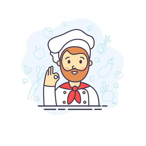 Chef-kok vectorillustratie — Stockvector