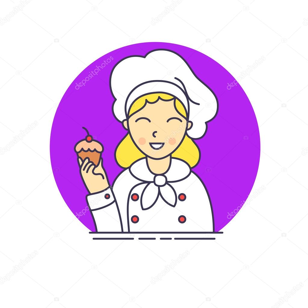 woman chef vector 