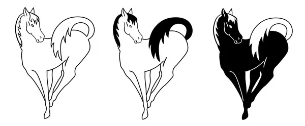 白い背景の馬のシルエット — ストックベクタ