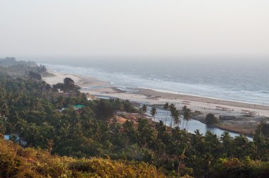 Güzellik Arambol plaj manzara. Panorama, üstten görünüm. Goa devlet, Hindistan.